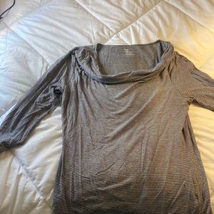 Gorgeous draped neckline 3/4 sleeve shirt